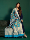 LEHER - Rani Pink Silk Printed Banarasi Dupatta