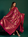 LEHER - Rani Pink Silk Printed Banarasi Dupatta