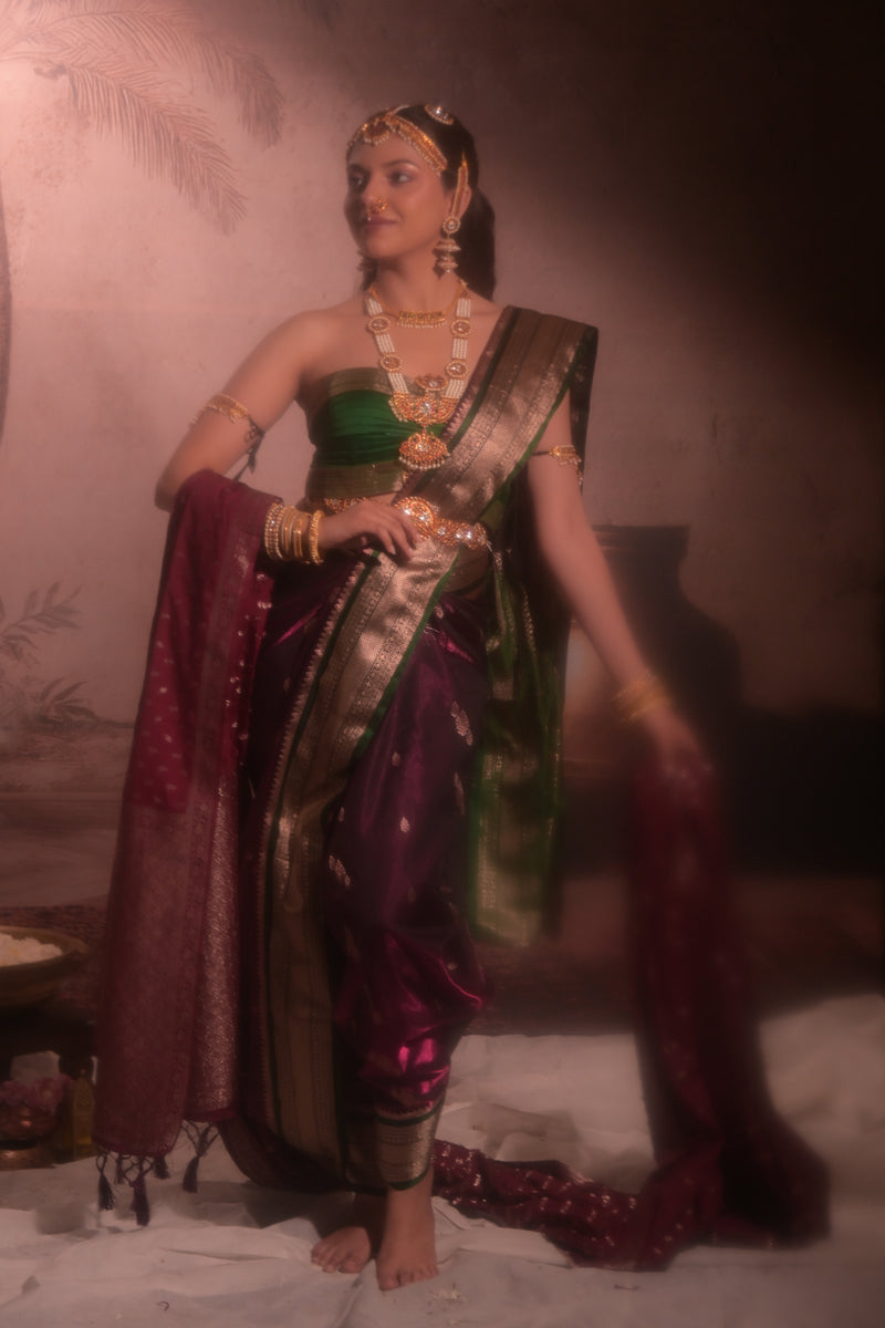 MOHINI COLLECTION - Wine Silk Saree