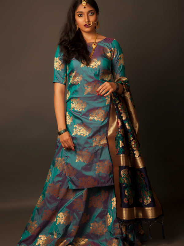 Ready to Wear 2 in 1 Silk Kali Ghagra with Kurta & Blouse