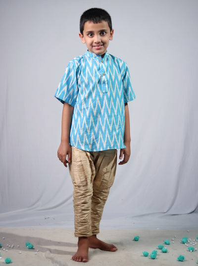 TWINKLE THREADS - Teal Odisha Cotton Kurta
