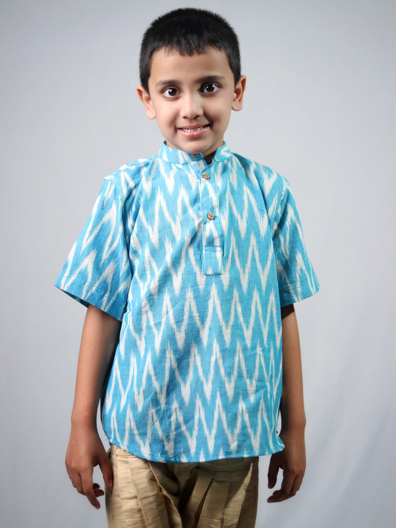 TWINKLE THREADS - Teal Odisha Cotton Kurta