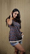 THE CROP EDIT - Navy Printed Crop Top