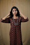 LEHJA LITE - Maroon Printed Straight Kurta