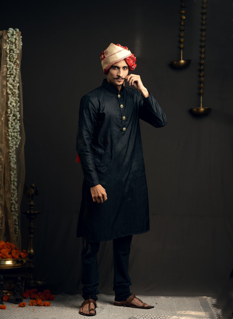 Raw Silk Kurta With Banarasi Dupatta